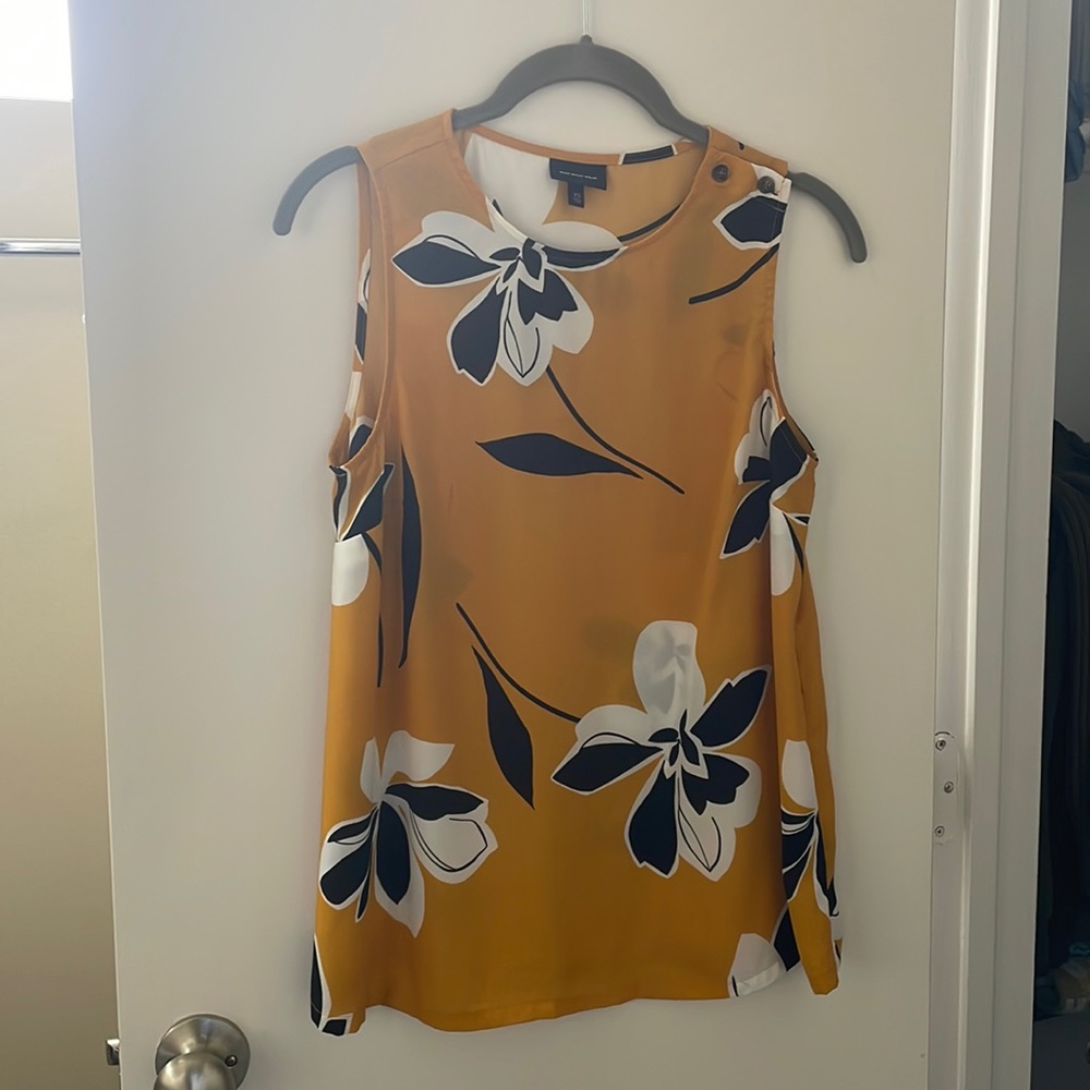 Floral Yellow Sleeveless Blouse